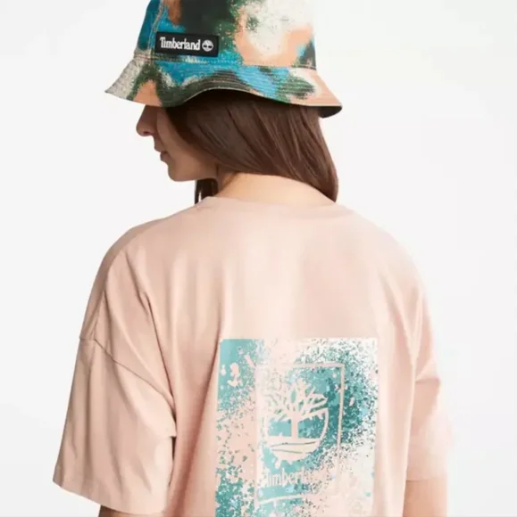 Timberland Relaxed Fit Blush Logo Tee Women's Large 🆕 - Picture 3 of 9